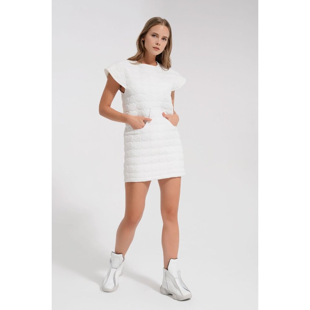 NWT Via Delle Rose #VDR Women Size Large White Dress 8185 Mini Geometric New Age